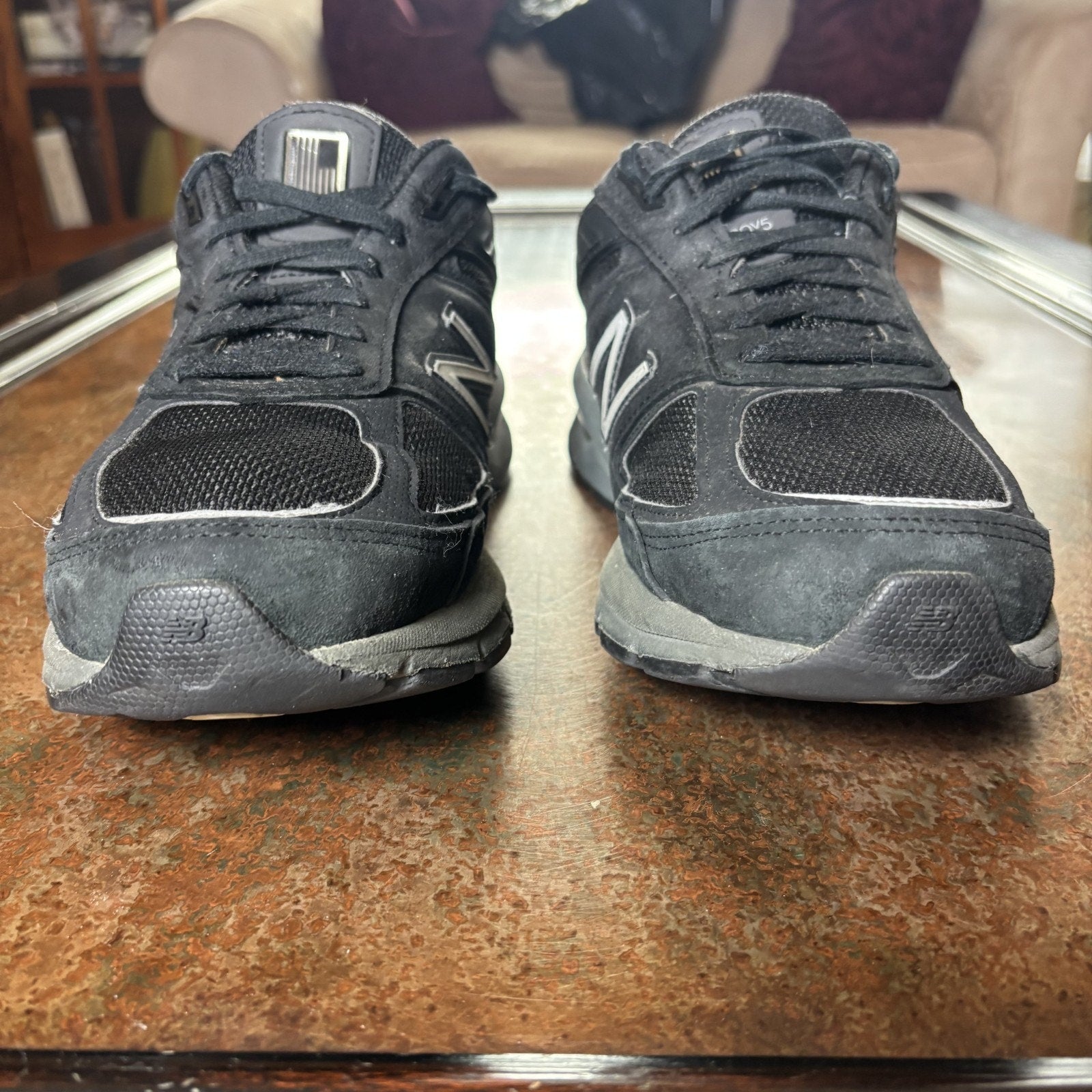 New Balance 990v5 Shoes Mens Size 7.5 4E Wide Black Silver Athletic Gym Sneakers