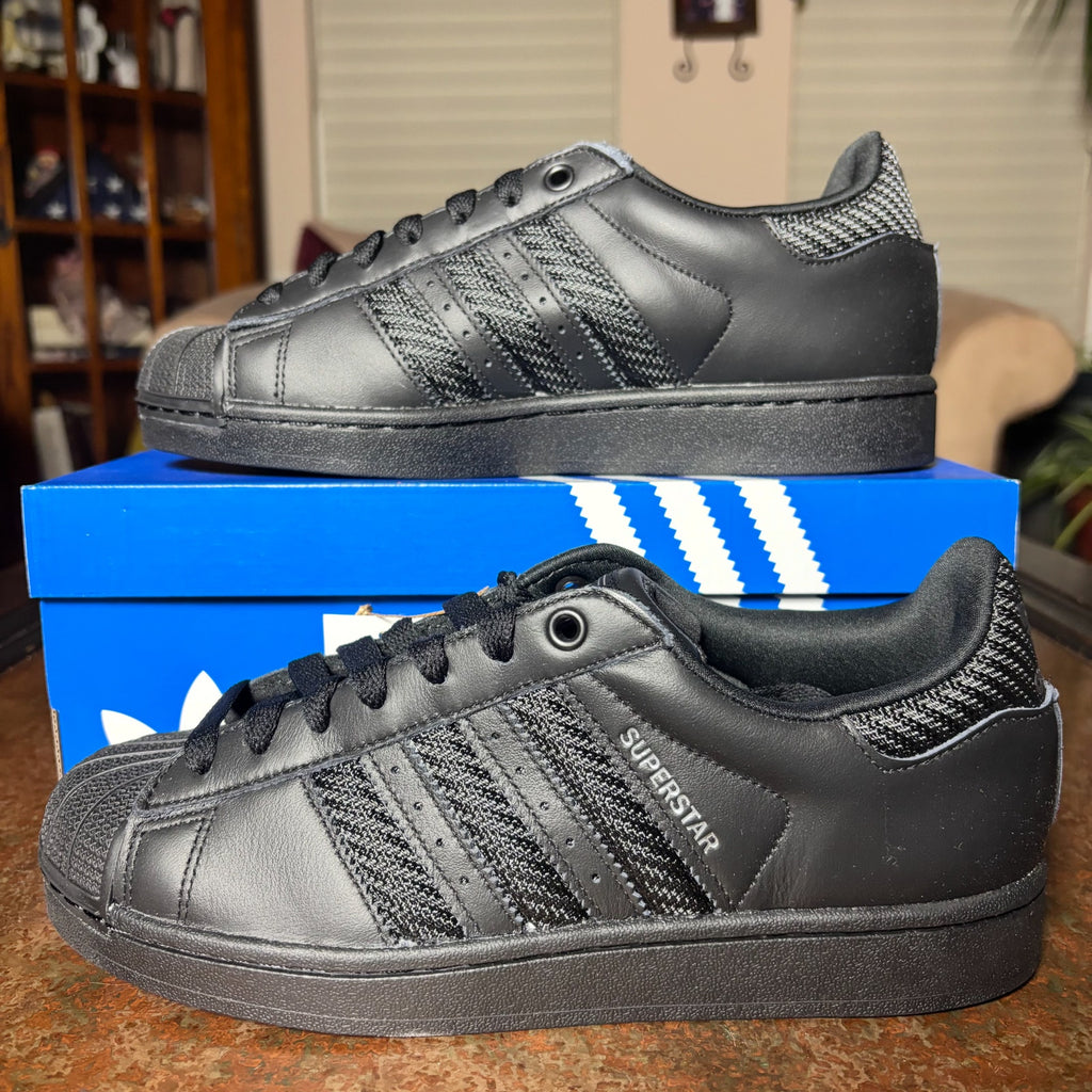 Adidas Originals Superstar II Shoes Black Leather Mesh Casual Sneaker Mens Sizes