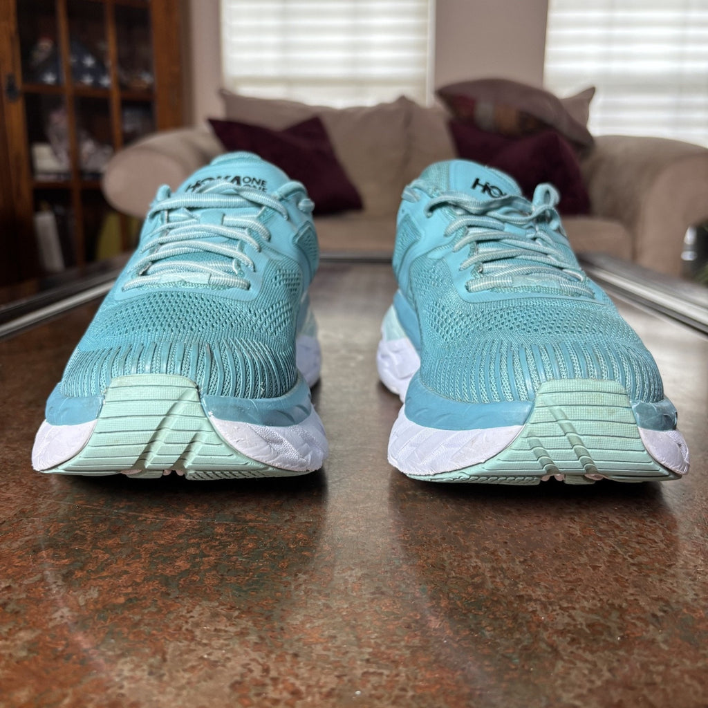 Hoka One One Bondi 7 Shoes Womens Size 9 Blue Road Running Athletic Gym Sneakers