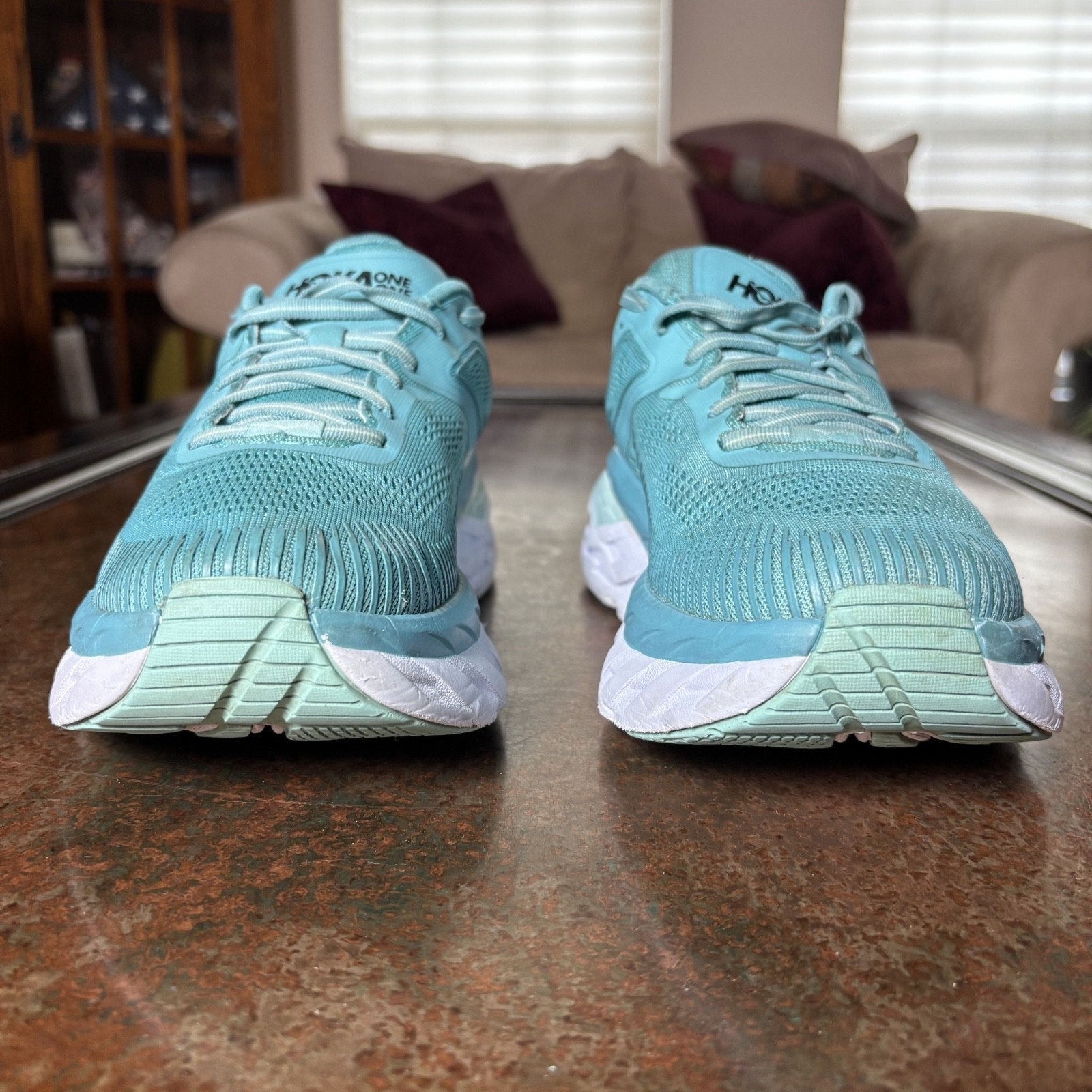 Hoka One One Bondi 7 Shoes Womens Size 9 Blue Road Running Athletic Gym Sneakers