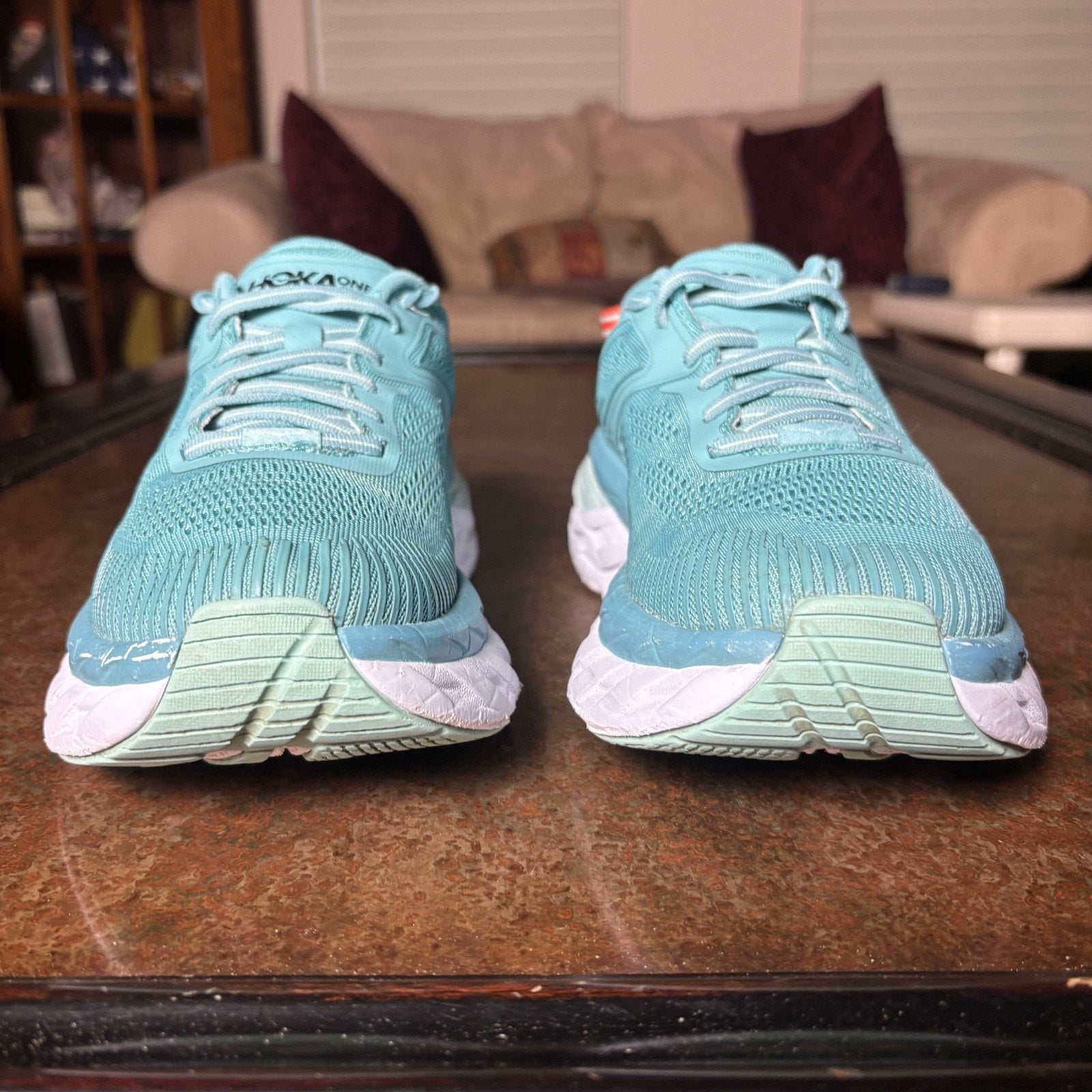 Hoka One One Bondi 7 Shoes Women's 7.5 Blue Road Running Athletic Gym Sneakers