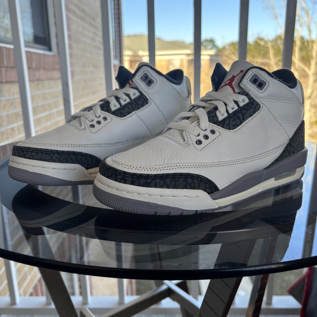 Nike Air Jordan 3 Retro Shoes Women's Size 7 White Cement Grey Sneakers B-Grade