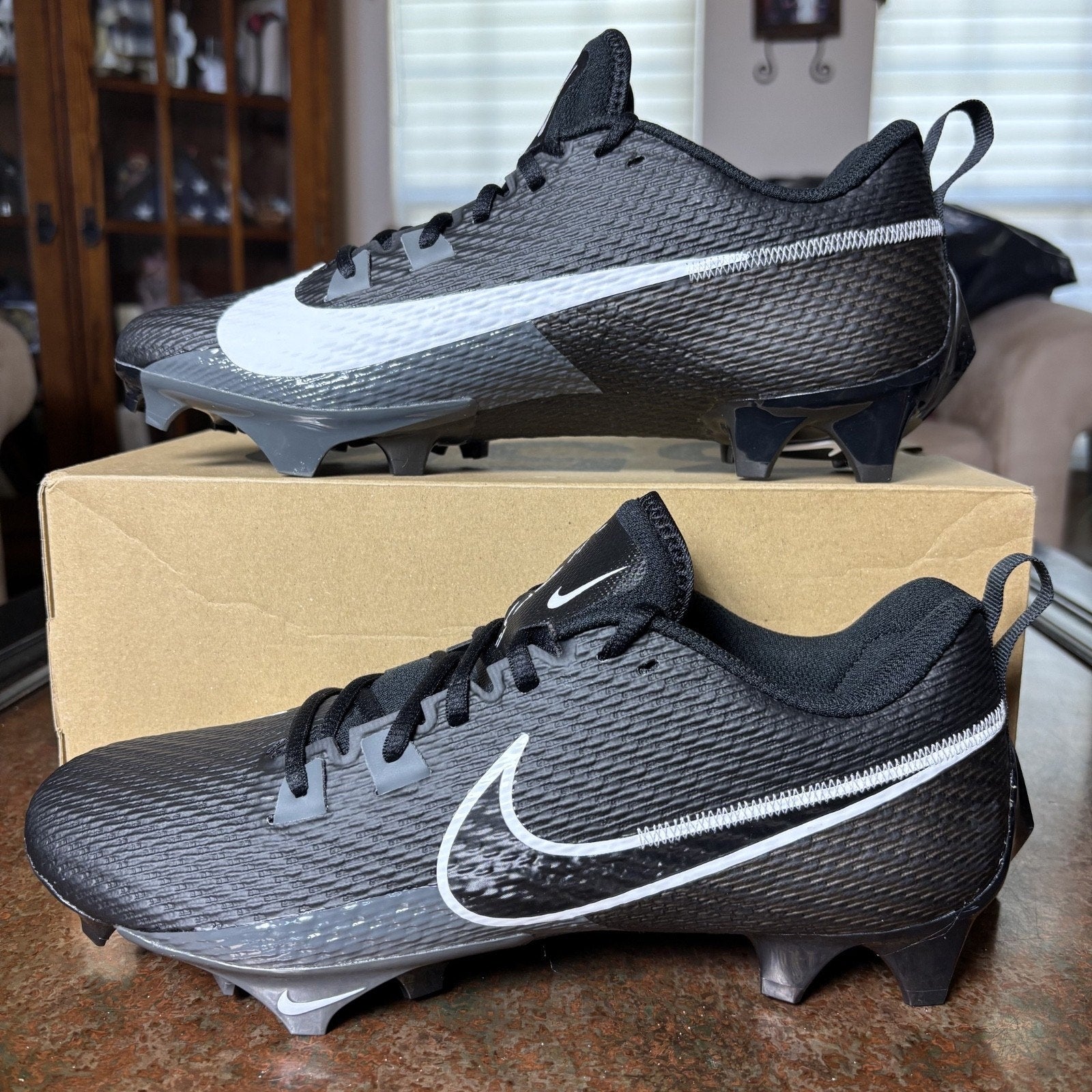 Nike Vapor Edge Speed 360 2 Football Cleats Mens Size 14 Black Grey White NEW
