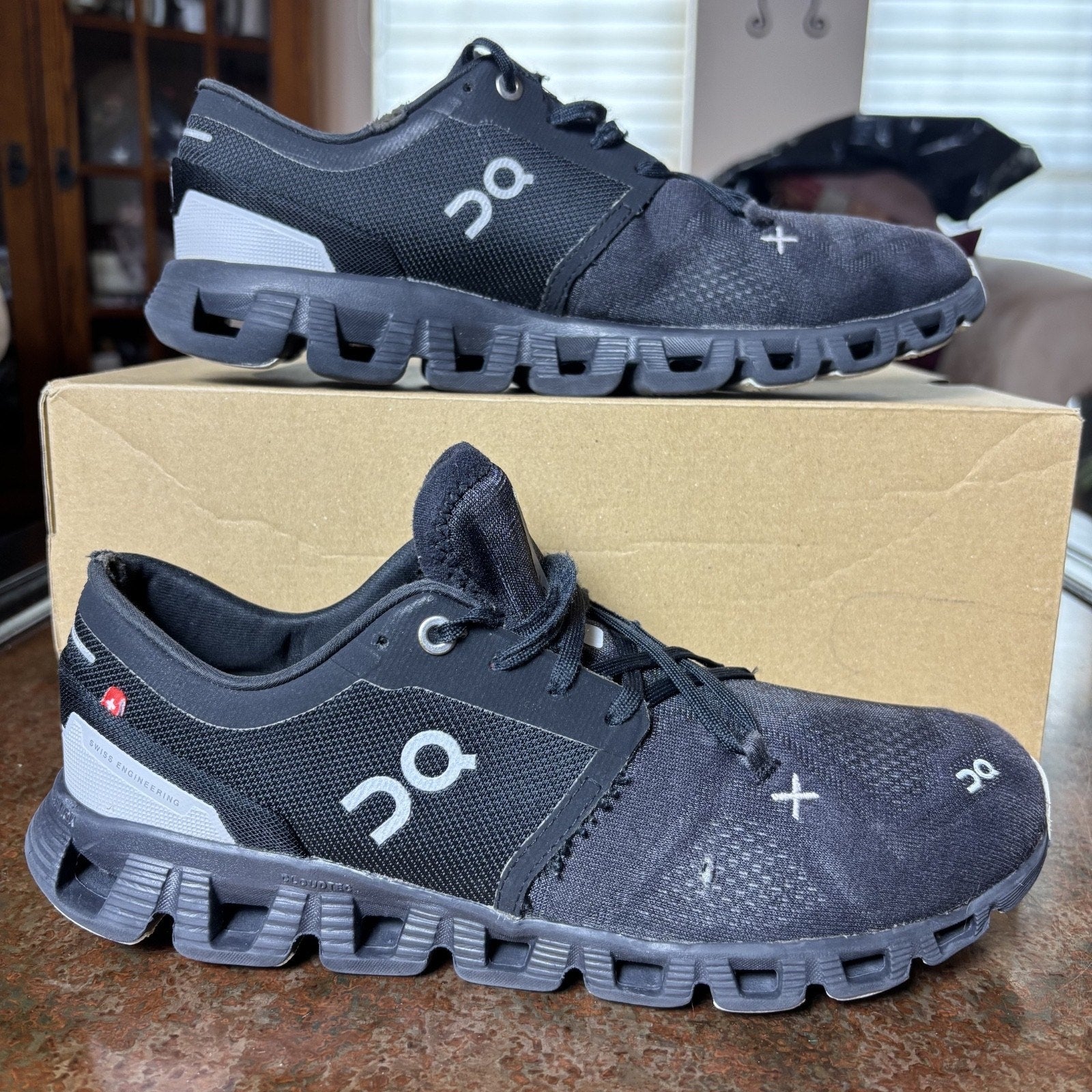 On Running Cloud X 3 Shoes Women's Size 9.5 Black Road Running Athletic Sneakers