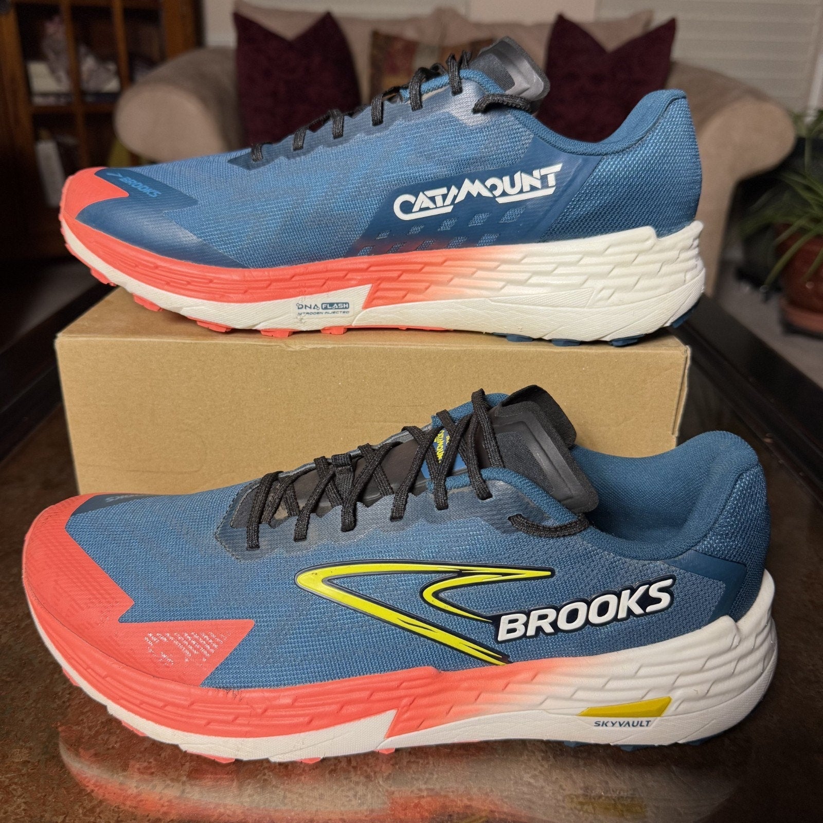 Brooks Catamount 4 Shoes Mens Size 15 Blue Orange Trail Running Athletic Sneaker