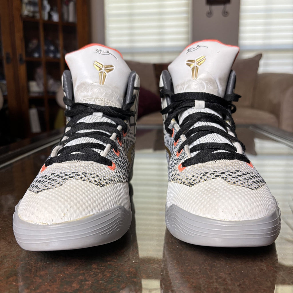 Nike Kobe 9 Elite GS Fundamentals Boys 7Y White Gold Basketball Shoes Sneakers