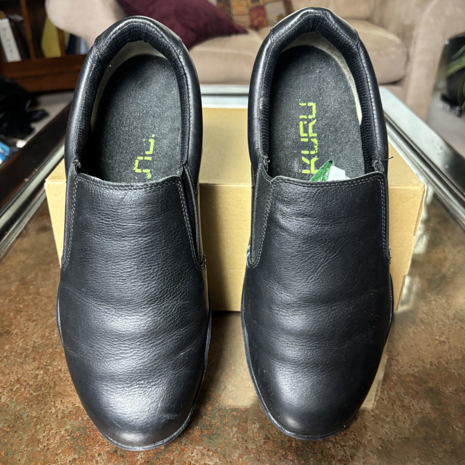 Kuru Kivi Shoes Slippers Mens Size 10 Black Leather Clog Comfort Walking Slip-On