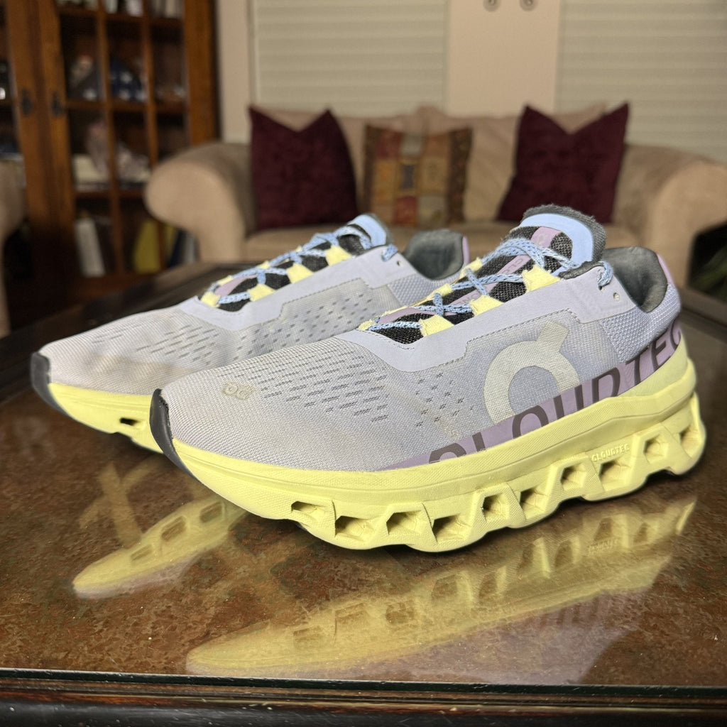 On Cloudmonster Shoes Women's 10 Purple Neon Road Running Gym Athletic Sneakers