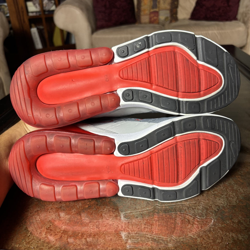 Nike Air Max 270 Shoes Mens 8.5 Grey Red Athletic Lifestyle Gym Running Sneakers