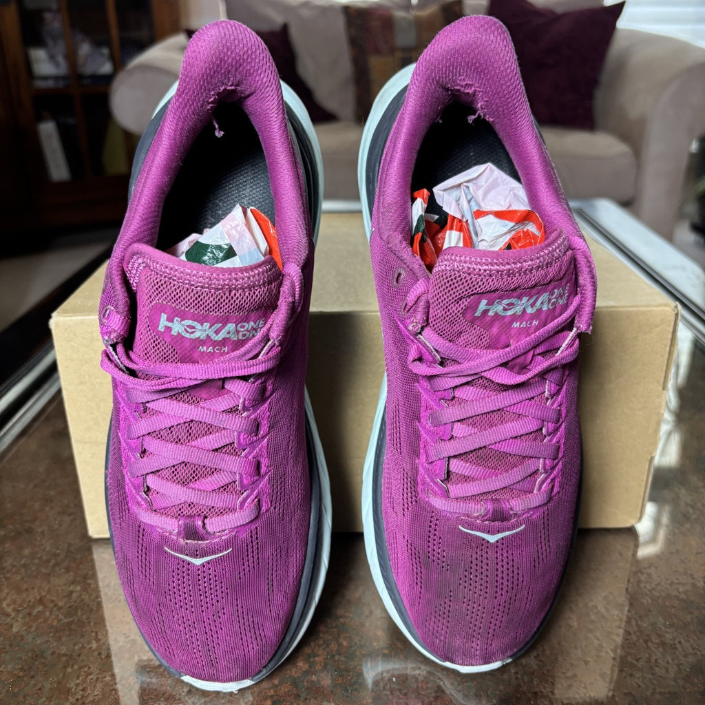 Hoka One One Mach 4 Shoes Womens Size 8 Purple Road Running Athletic Gym Sneaker