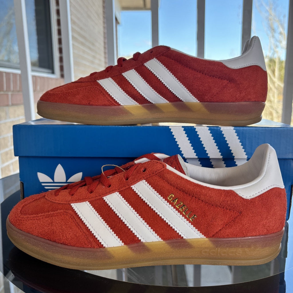 Adidas Gazelle Indoor Shoes Orange Suede Casual Lifestyle Sneakers Women's Sizes