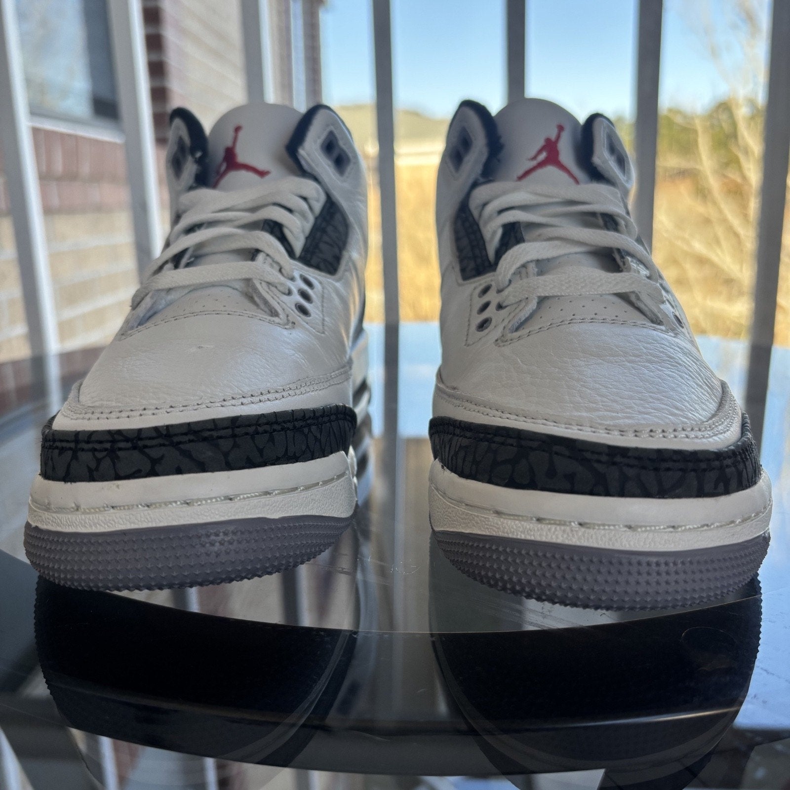 Nike Air Jordan 3 Retro Shoes Women's Size 7 White Cement Grey Sneakers B-Grade