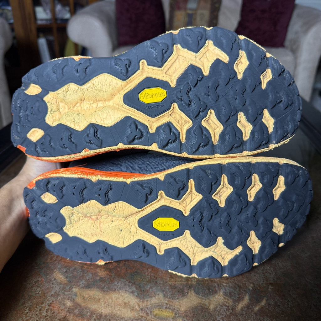 Hoka One One Speedgoat 5 Shoes Mens 10 2E Wide Grey Orange Trail Running Sneaker