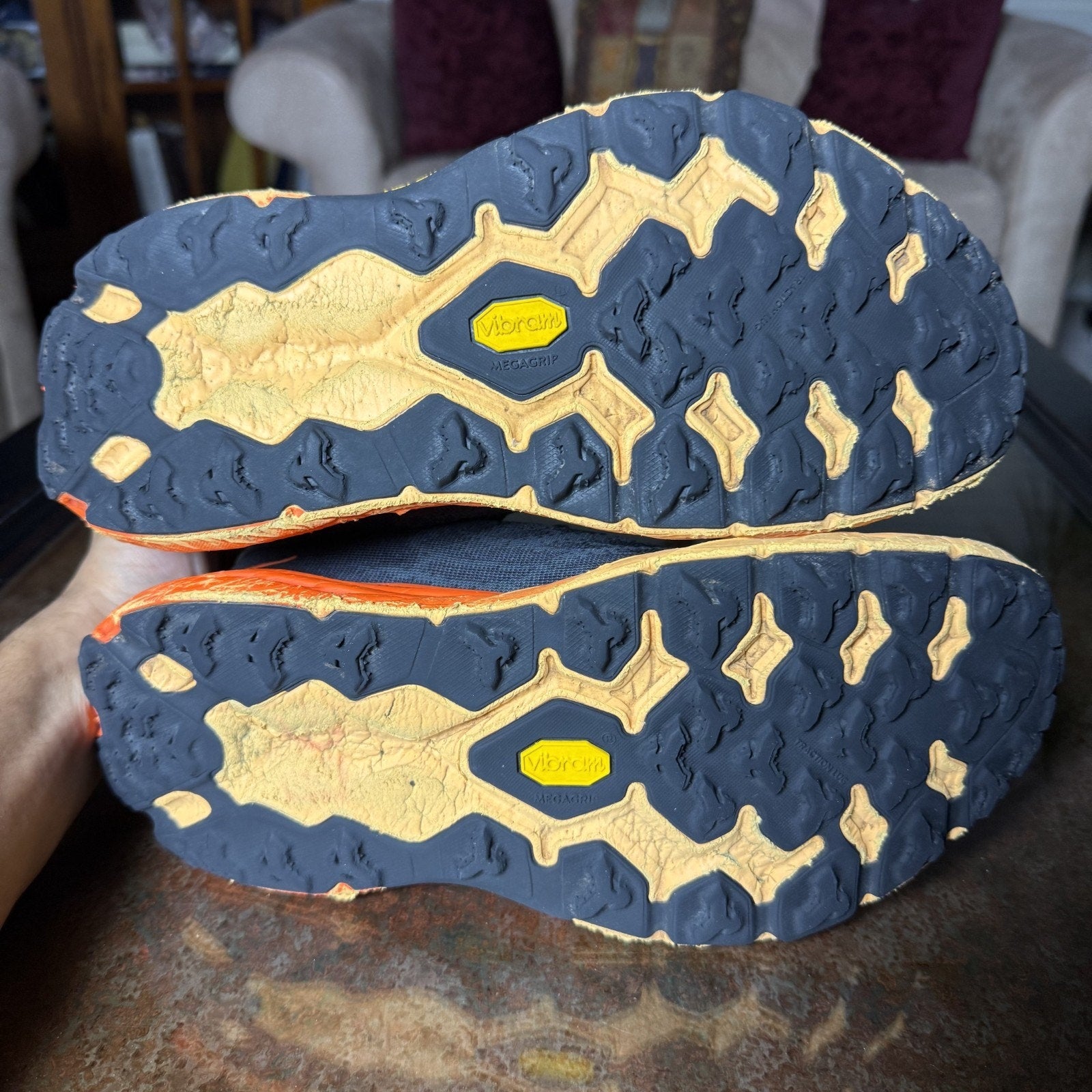 Hoka One One Speedgoat 5 Shoes Mens 10 2E Wide Grey Orange Trail Running Sneaker