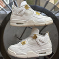 Air Jordan 4 Retro Shoes Women's Size 8 White Gold Basketball Lifestyle Sneakers