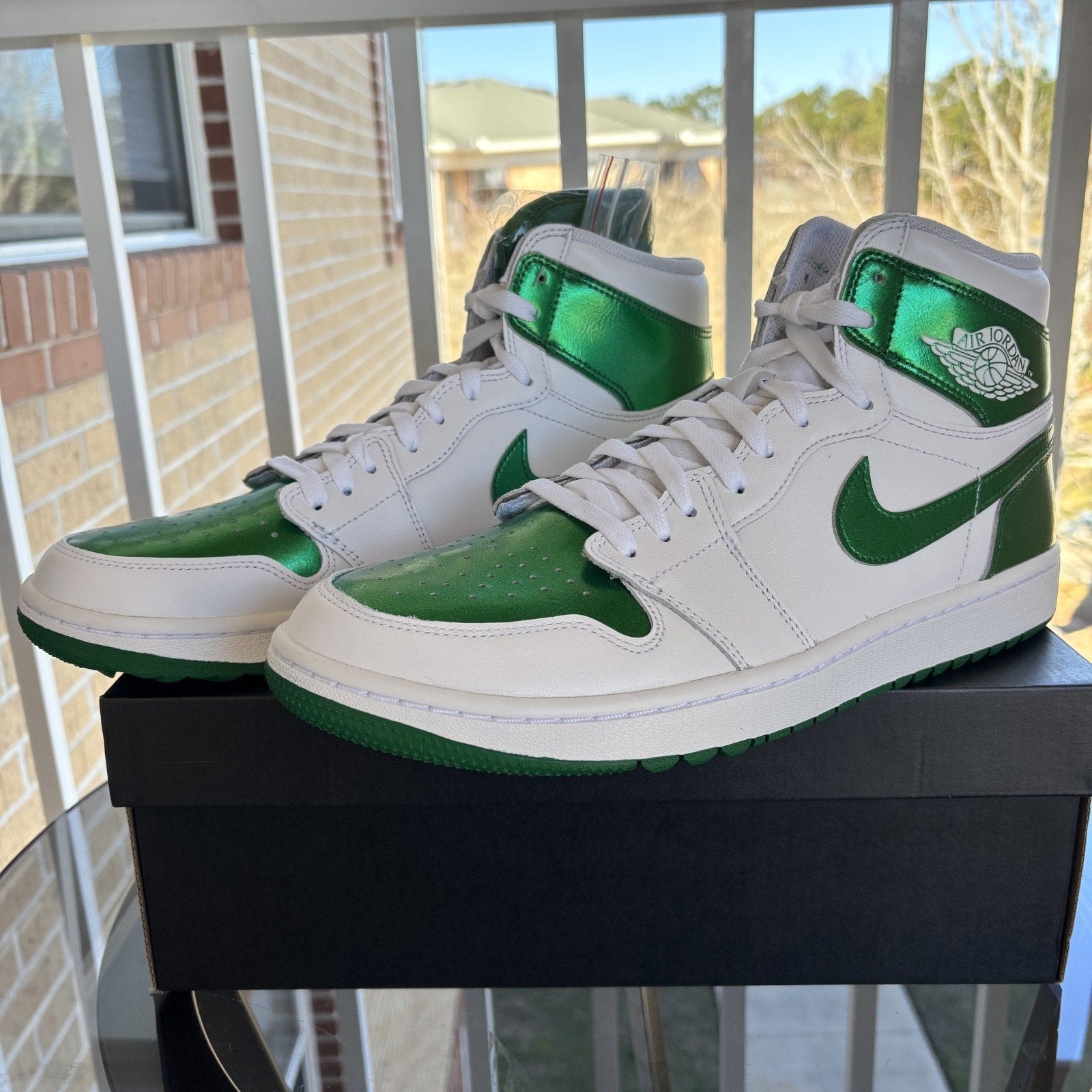 Nike Jordan 1 Retro High Golf White Metallic Pine Green Golf Shoe Mens Sizes NEW