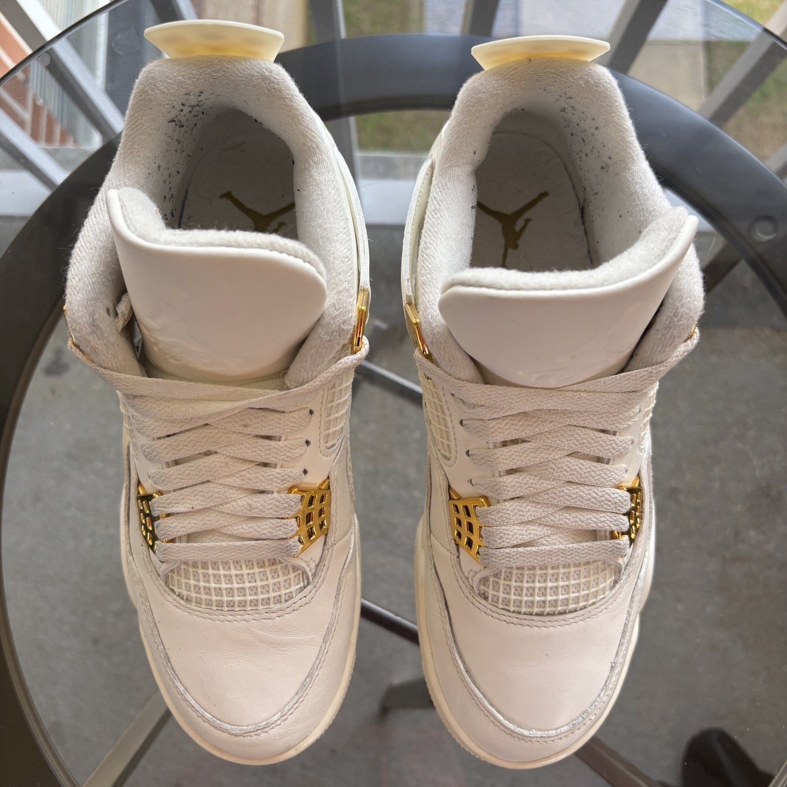 Air Jordan 4 Retro Shoes Women's Size 8 White Gold Basketball Lifestyle Sneakers