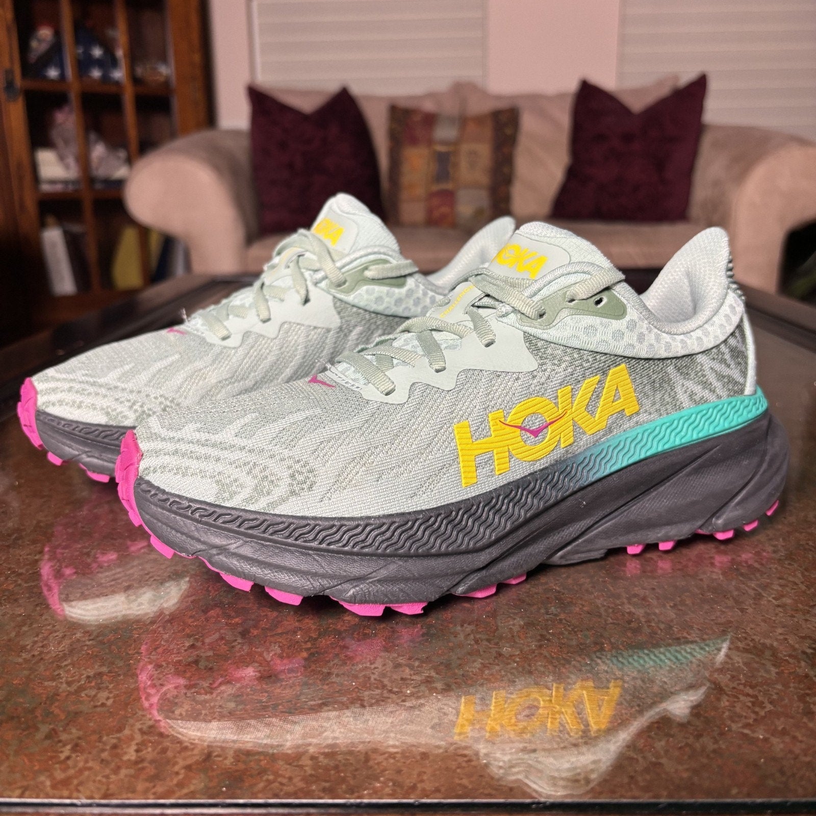 Hoka One One Challenger ATR 7 Shoes Women's Size 7 Green Trail Running Sneakers