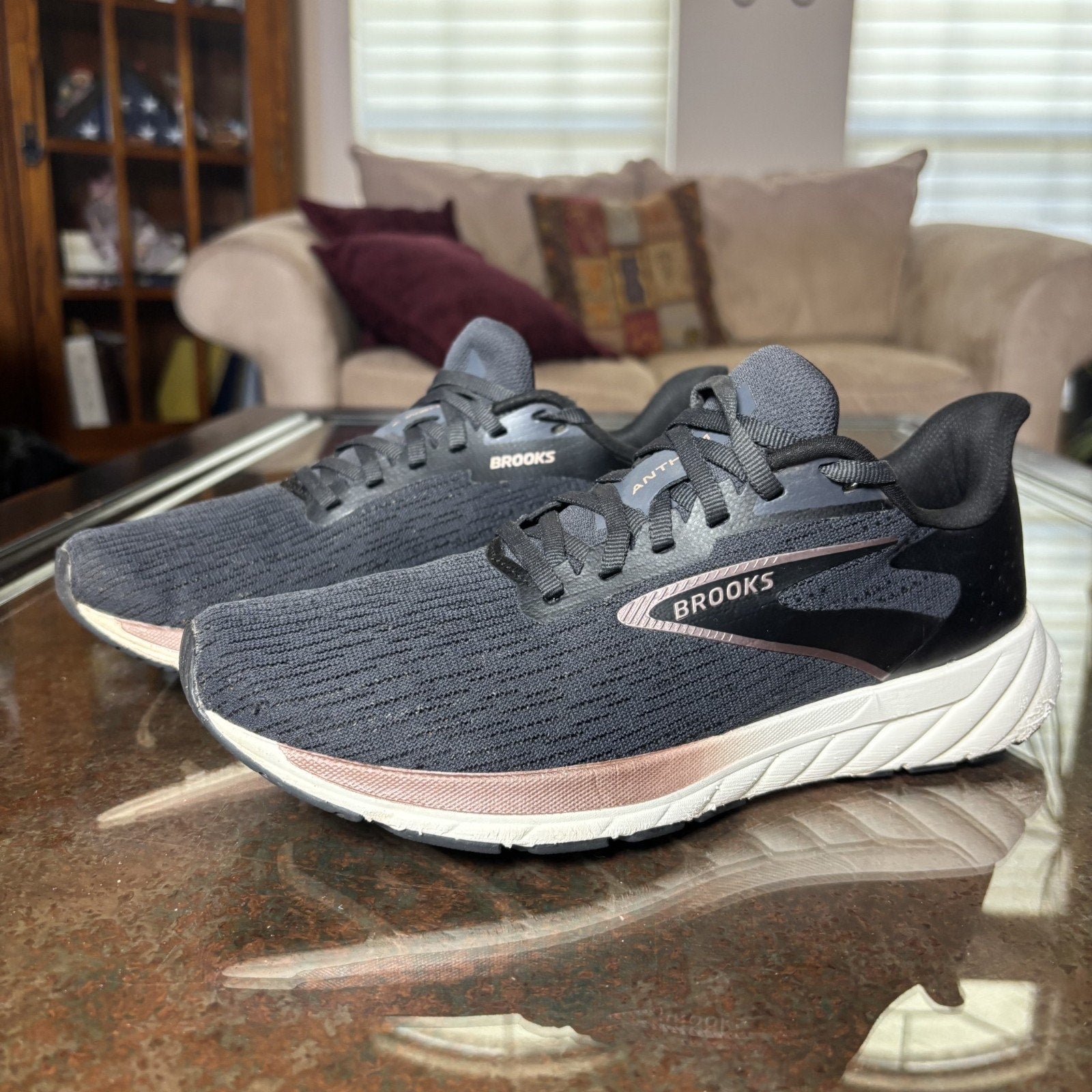Brooks Anthem 7 Shoes Women's 8.5 Black Road Running Comfort Athletic Sneakers