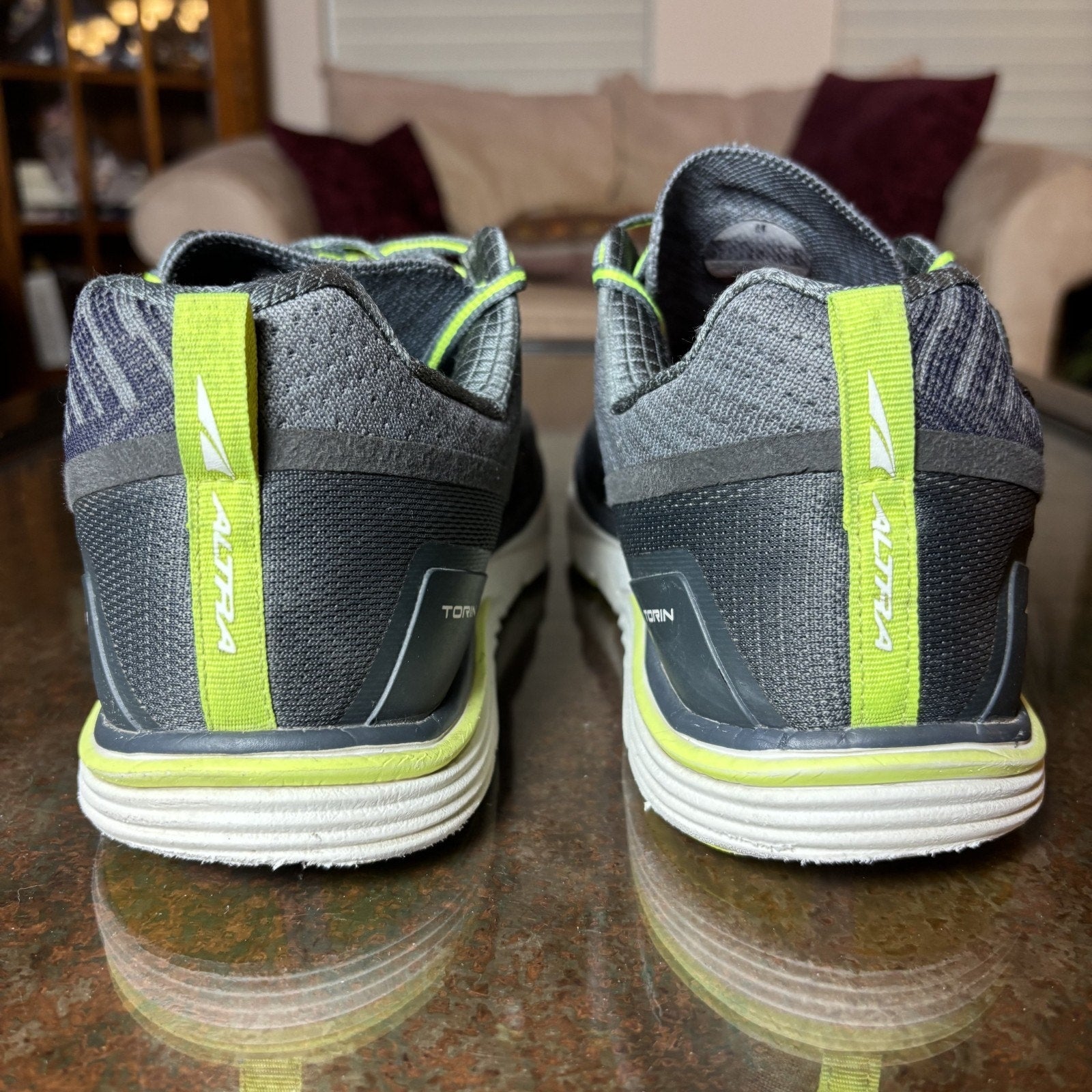 Altra Torin Knit 3.5 Shoes Mens 10 Grey Neon Athletic Running Zero Drop Sneakers