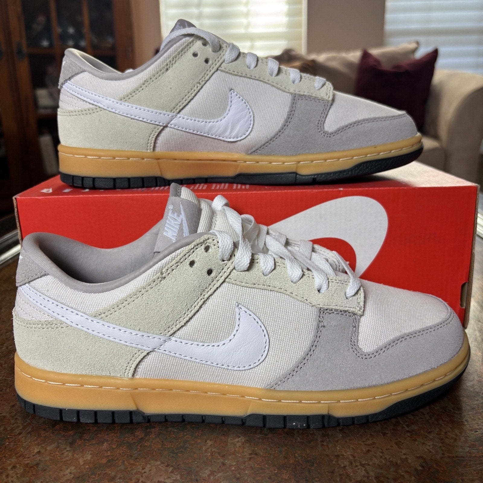 Nike Dunk Low Shoes Mens Size 8 Grey Gum Suede & Canvas Casual Lifestyle Sneaker