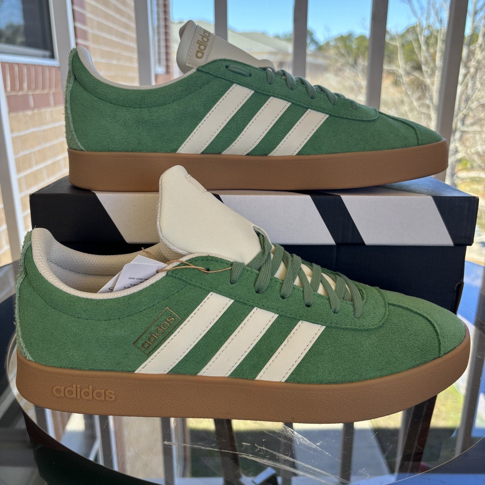Adidas VL Court 2.0 Shoes Mens Size 10 Green White Casual Lifestyle Sneakers NEW
