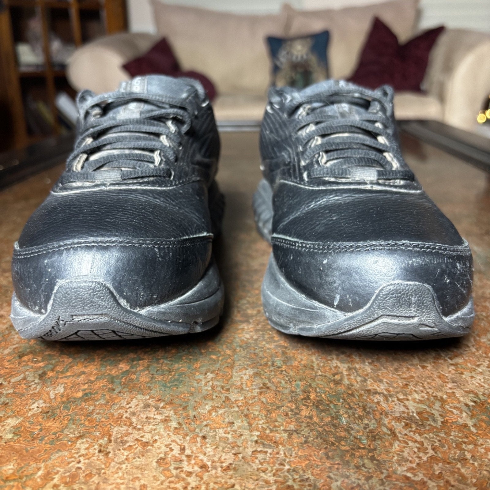 Brooks Addiction Walker 2 Shoes Womens 8.5 D Wide Black Leather Comfort Sneakers