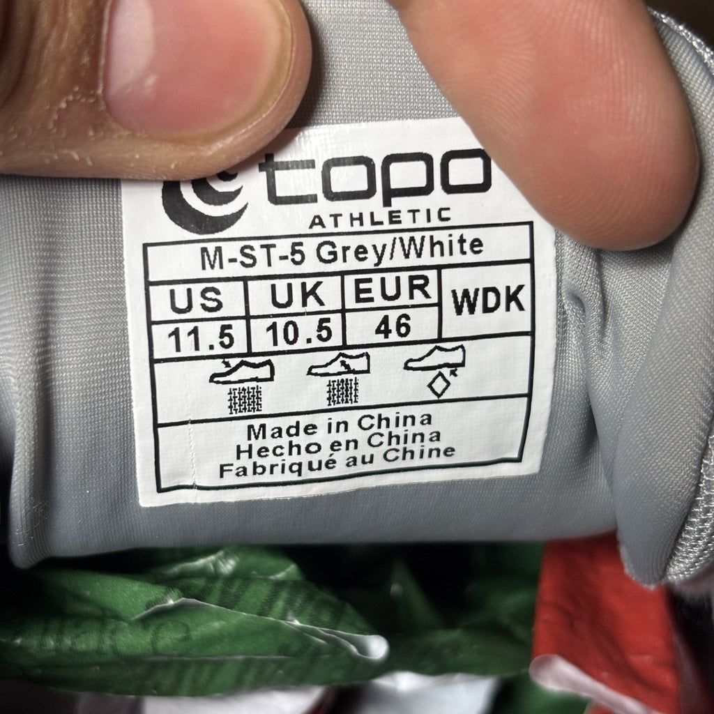 Topo Athletic ST 5 Shoes Mens 11.5 Grey White Lightweight Road Running Athletic