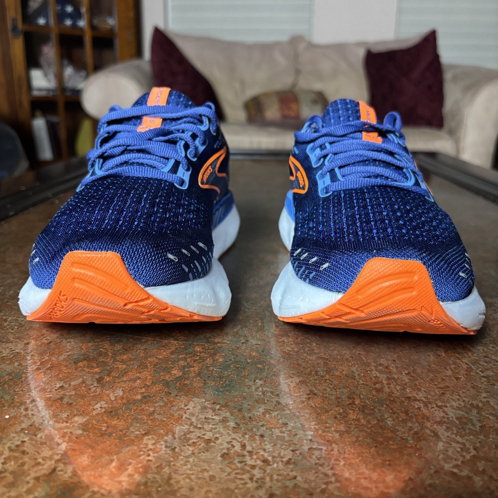 Brooks Glycerin GTS 20 Shoes Men's 9 Blue Orange Road Running Athletic Sneakers