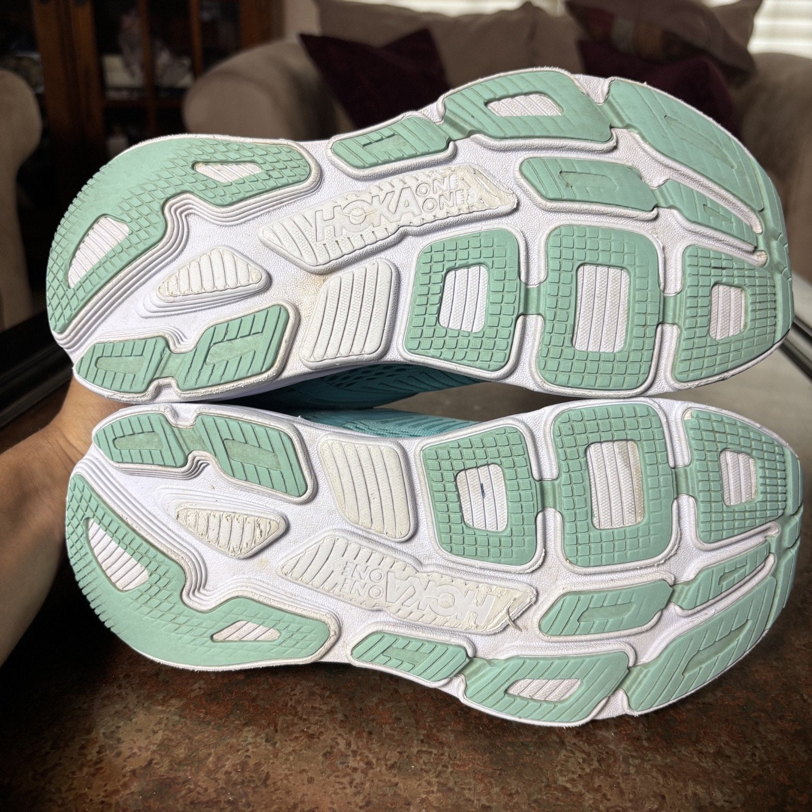 Hoka One One Bondi 7 Shoes Womens Size 9 Blue Road Running Athletic Gym Sneakers