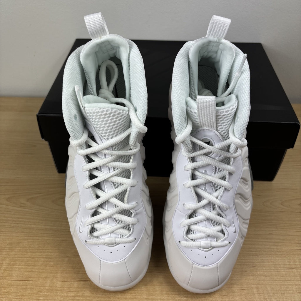 Nike Little Posite One Foamposite Sneakers GS Size 7 Triple White Gym Shoes NEW
