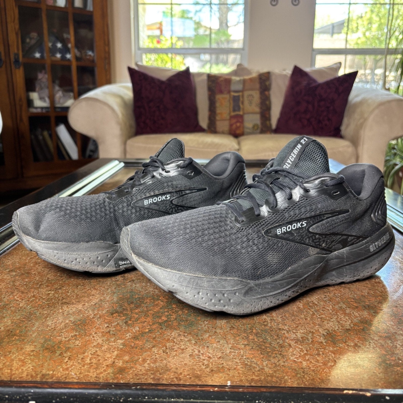 Brooks Glycerin 21 Shoes Men's Size 14 Black Running Athletic Comfort Sneakers