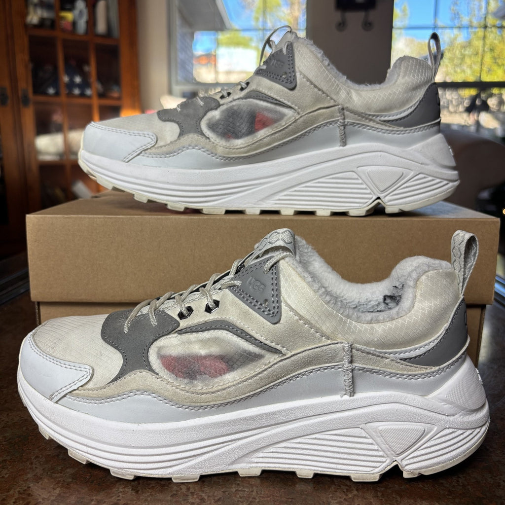 UGG Miwo Trainer Low Mono Shoes Women's 8 White Grey Insulated Outdoor Sneakers