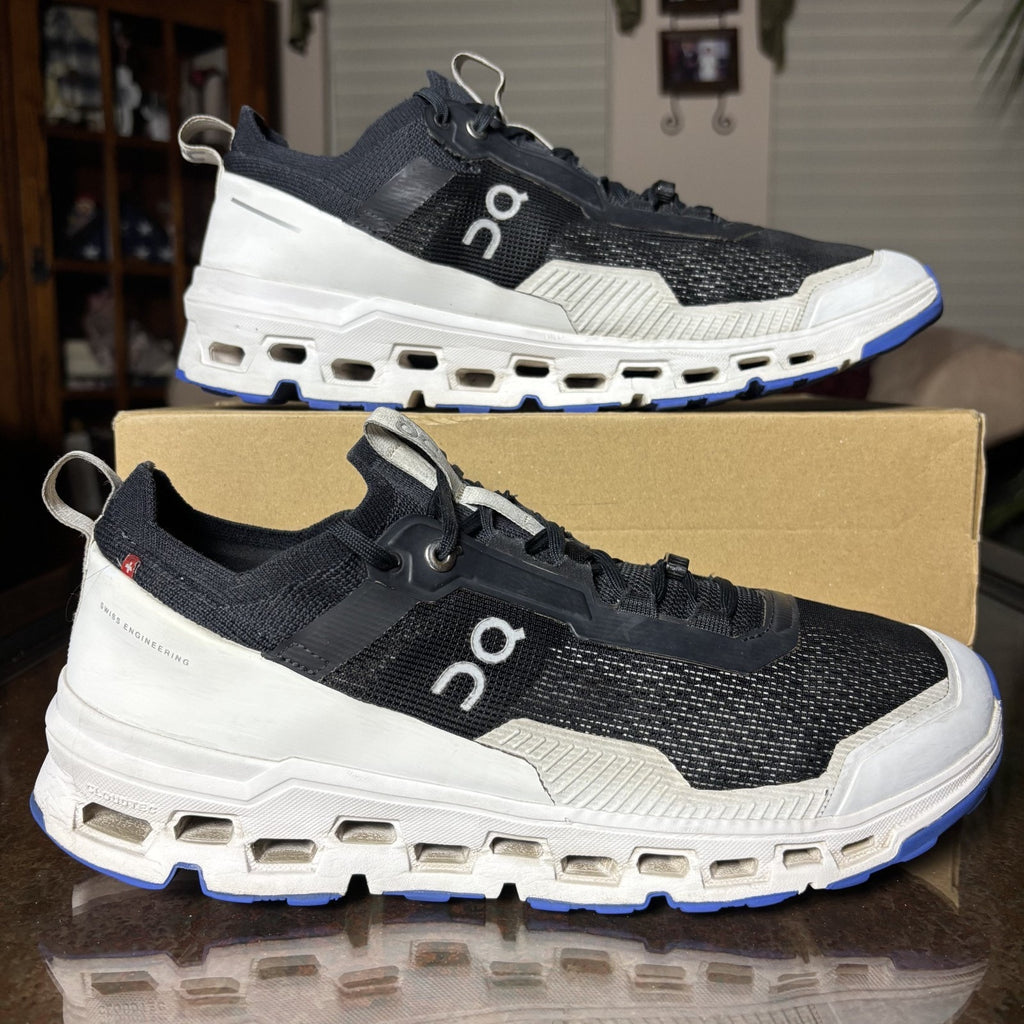 On Cloudultra 2 Shoes Mens 11.5 Black White Blue Trail Running Athletic Sneakers