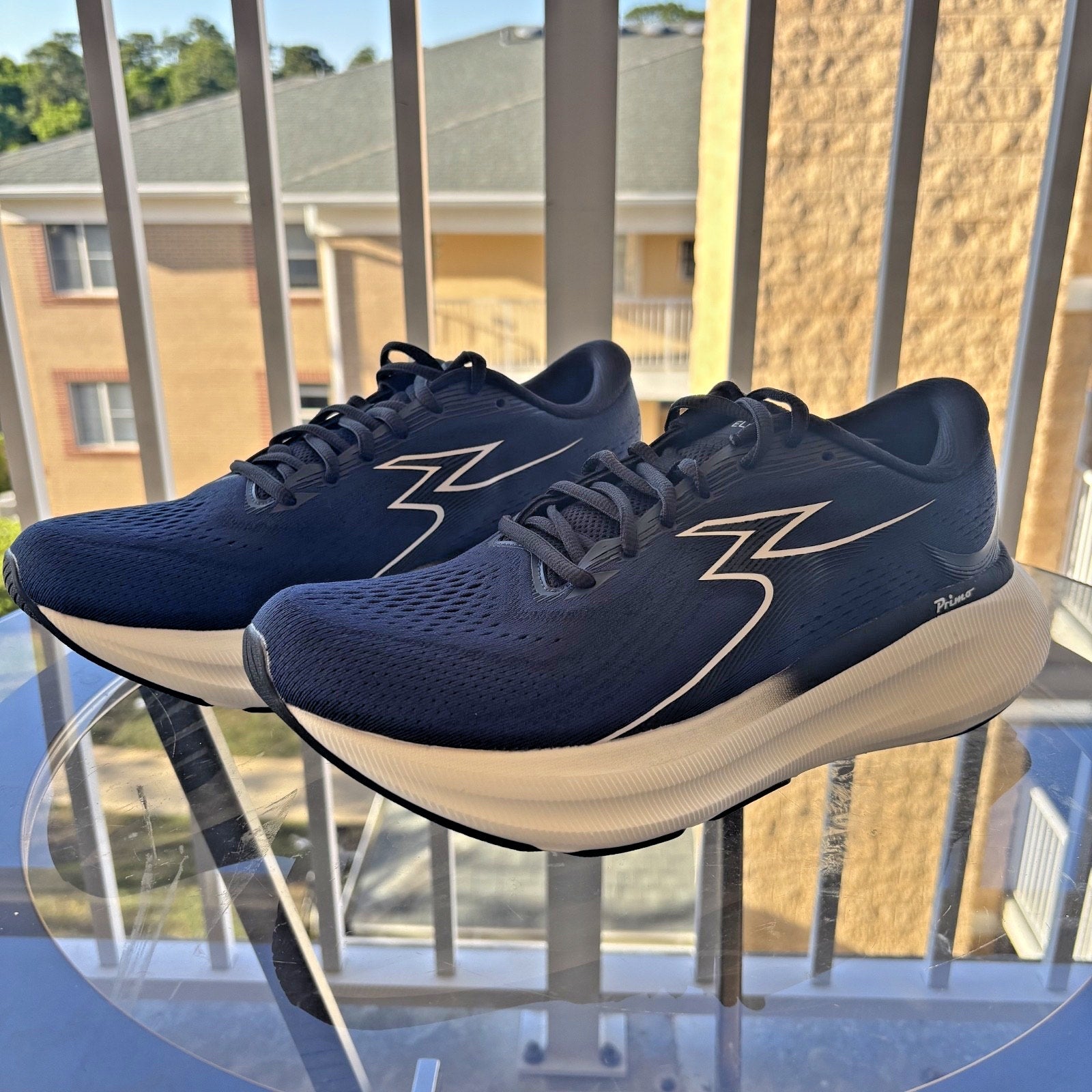 361 ° Degrees Eleos Shoes Mens Sz 9.5 Blue White Road Running Athletic Cushioned