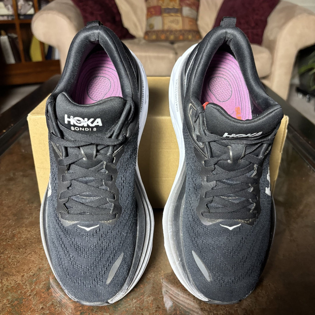 Hoka One One Bondi 8 Shoes Women's 8.5 Black Road Running Athletic Gym Sneakers