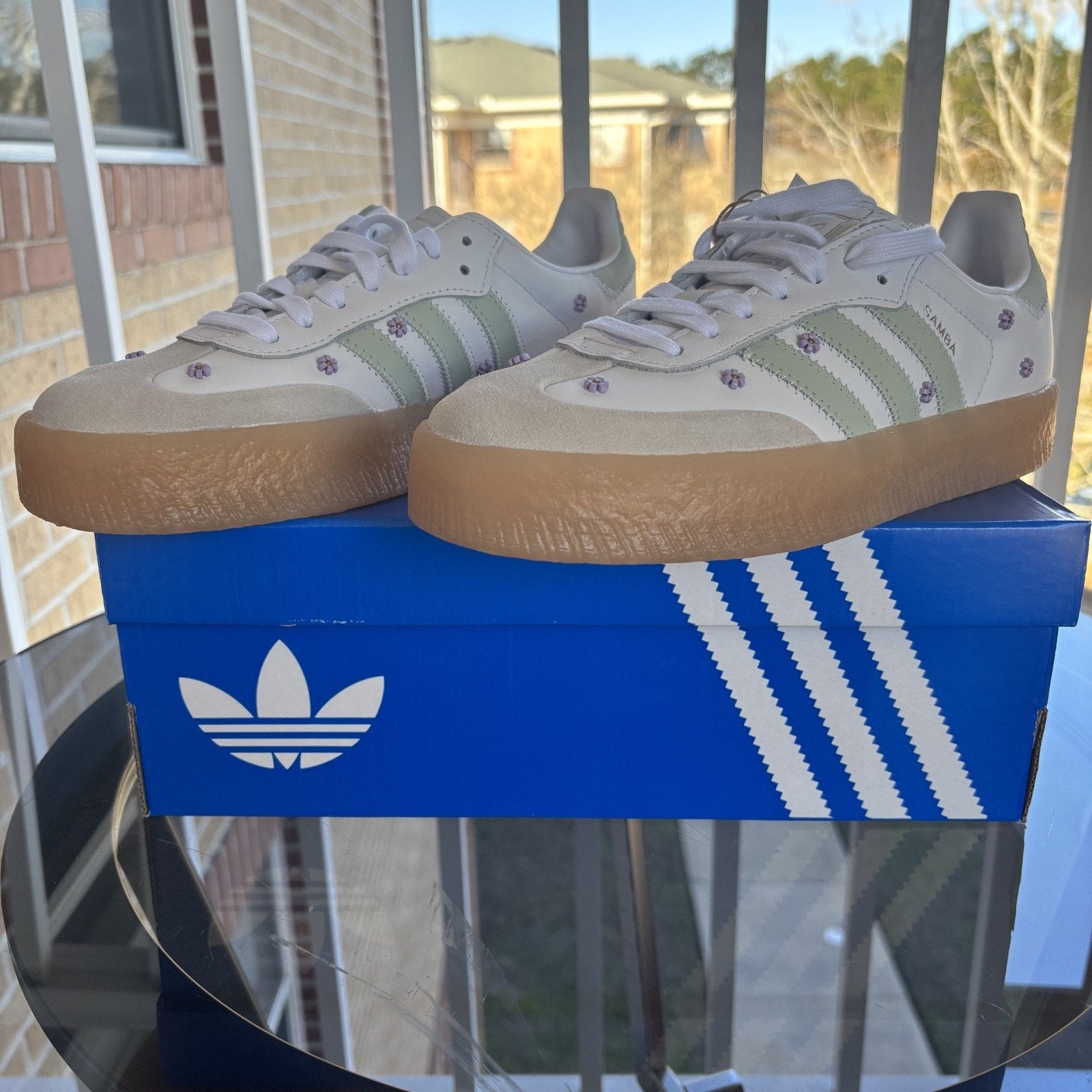 Adidas Sambae Shoes White Green Gum Casual Lifestyle Sneakers Women's Sizes NEW
