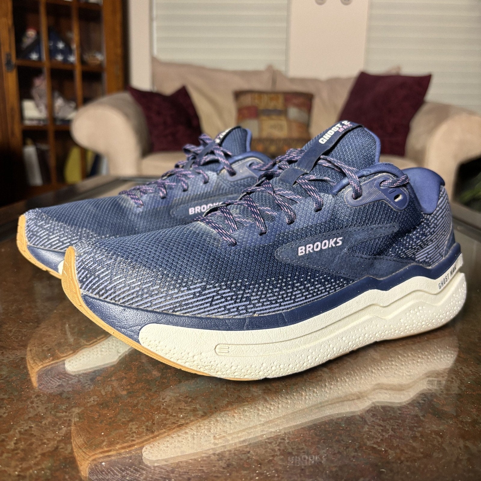 Brooks Ghost Max 2 Shoes Womens 9.5 Navy Blue Road Running Athletic Gym Sneakers