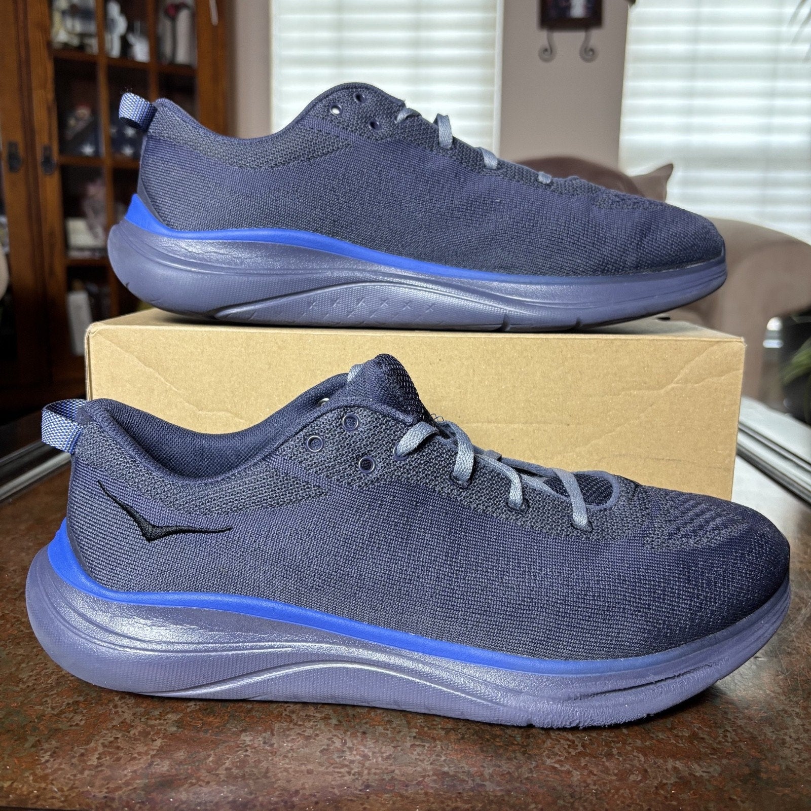 Hoka One One Hupana Flow Shoes Mens Size 12 Navy Blue Comfort Running Athletic