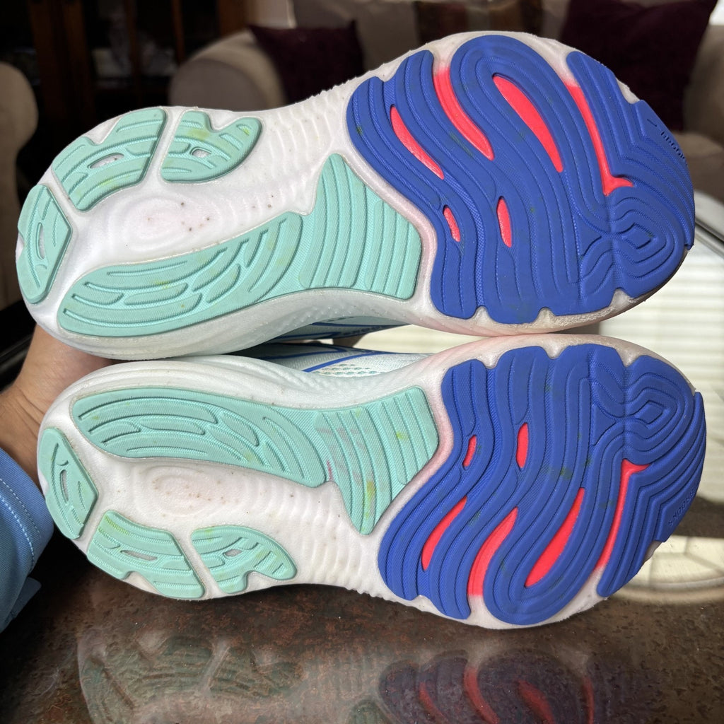 Brooks Glycerin 22 Womens 6 D Wide White Blue Pink Walking Running Shoes Sneaker