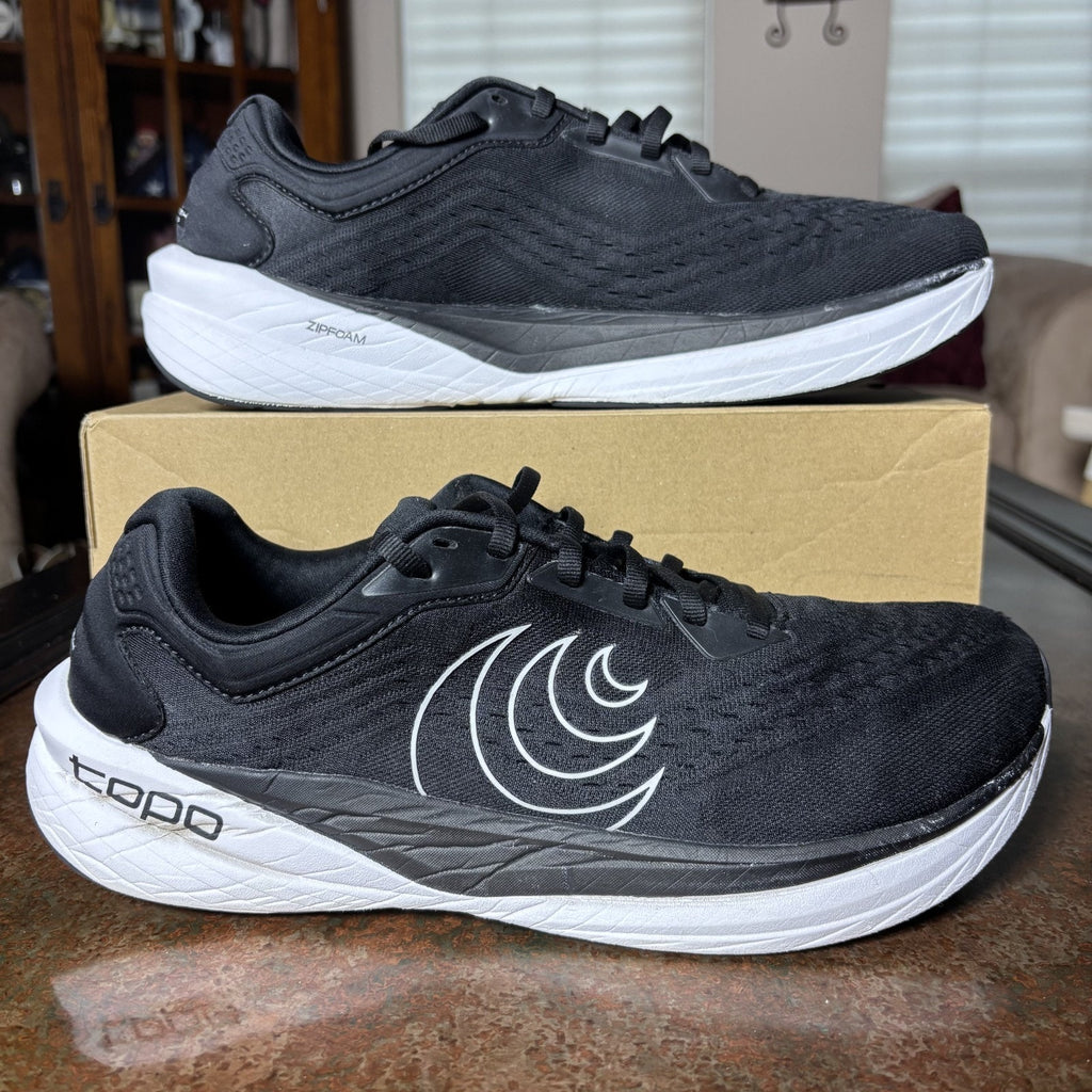 Topo Athletic Phantom 4 Shoes Mens Size 12.5 Black White Road Running Athletic