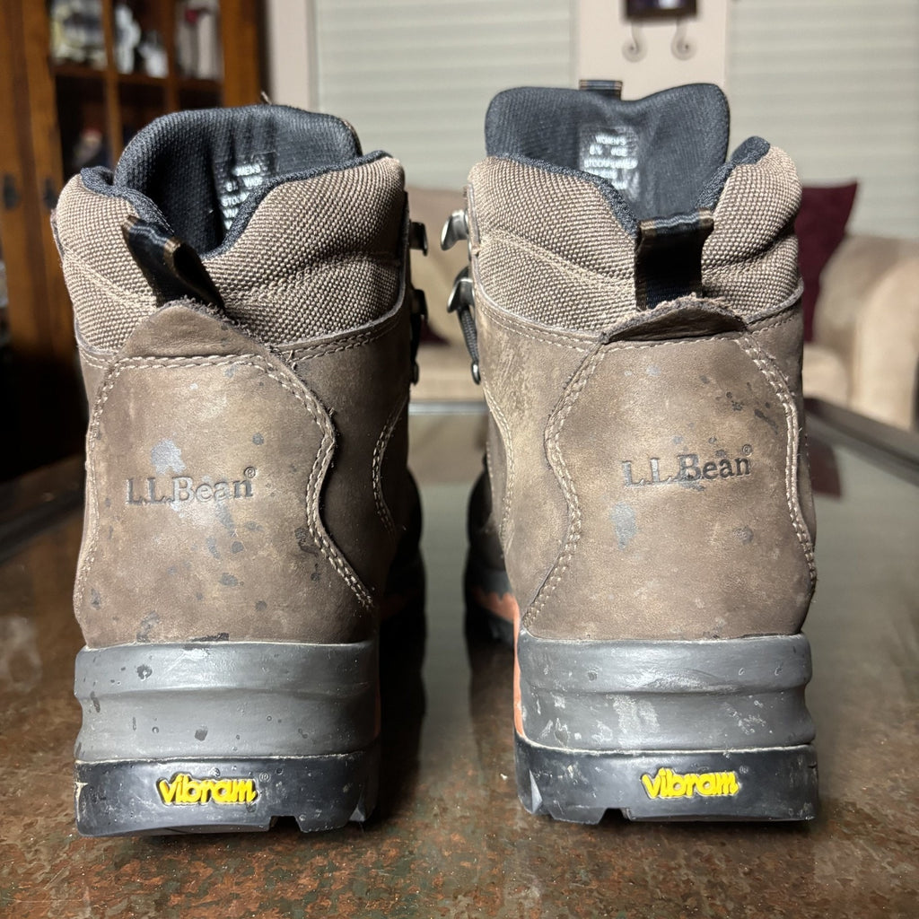 LL Bean GTX Mid Hiking Boots Women's 8.5 Wide Brown Black Leather Trail Outdoor