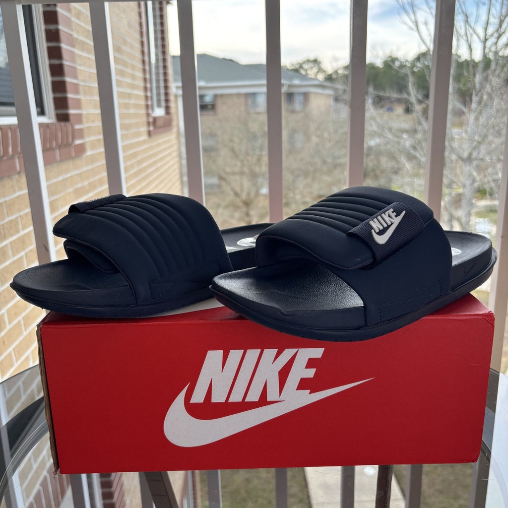 Nike Offcourt Adjust Slides Mens Size 8 Navy Blue Comfort Stap Water Slipper NEW