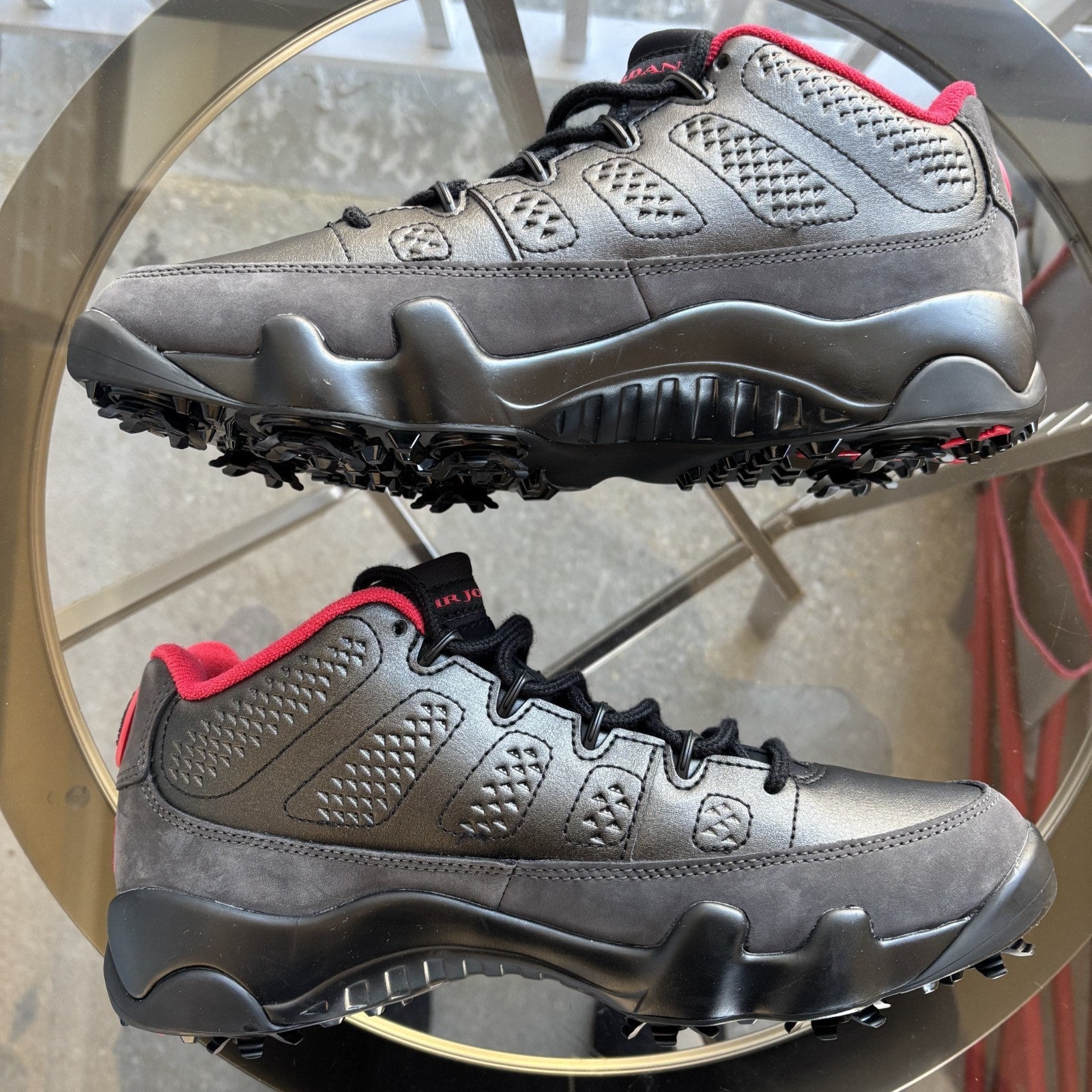 Nike Air Jordan 9 Retro G Shoes Women's Sz 8 Leather Black Red Golf Waterproof