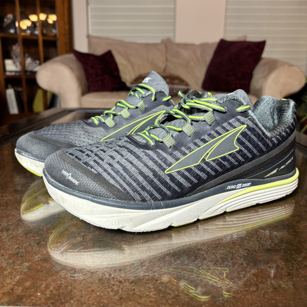 Altra Torin Knit 3.5 Shoes Mens 10 Grey Neon Athletic Running Zero Drop Sneakers