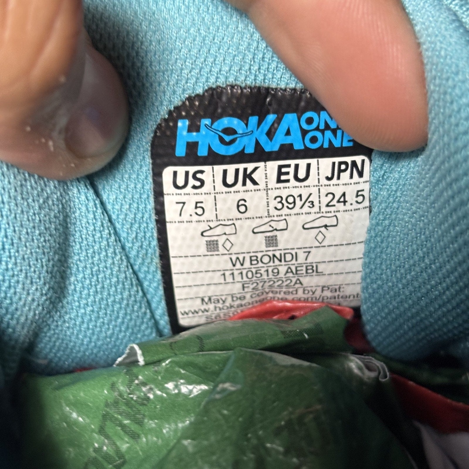 Hoka One One Bondi 7 Shoes Women's 7.5 Blue Road Running Athletic Gym Sneakers