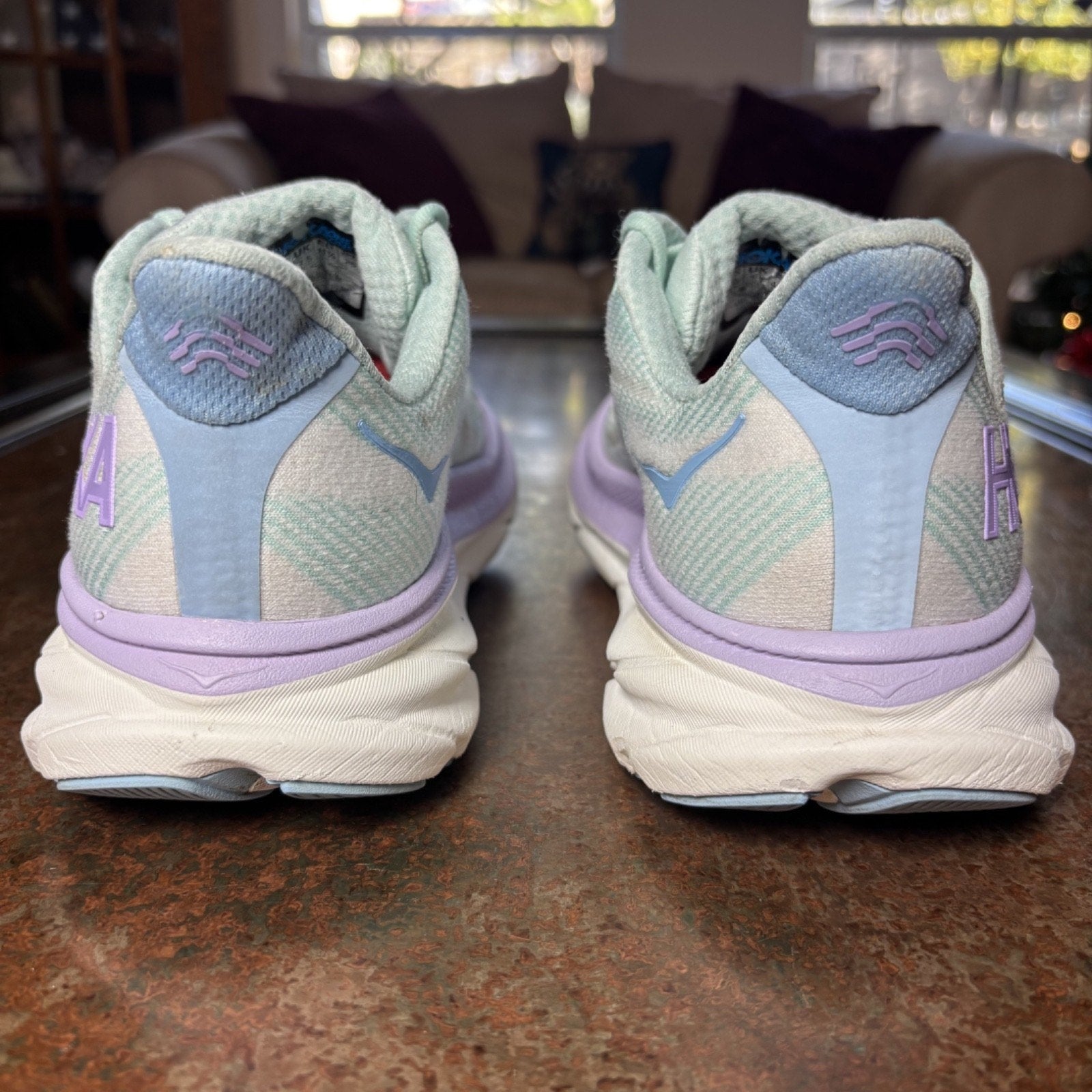 Hoka One One Clifton 9 Shoes Women's Size 9 Green Purple Road Running Athletic