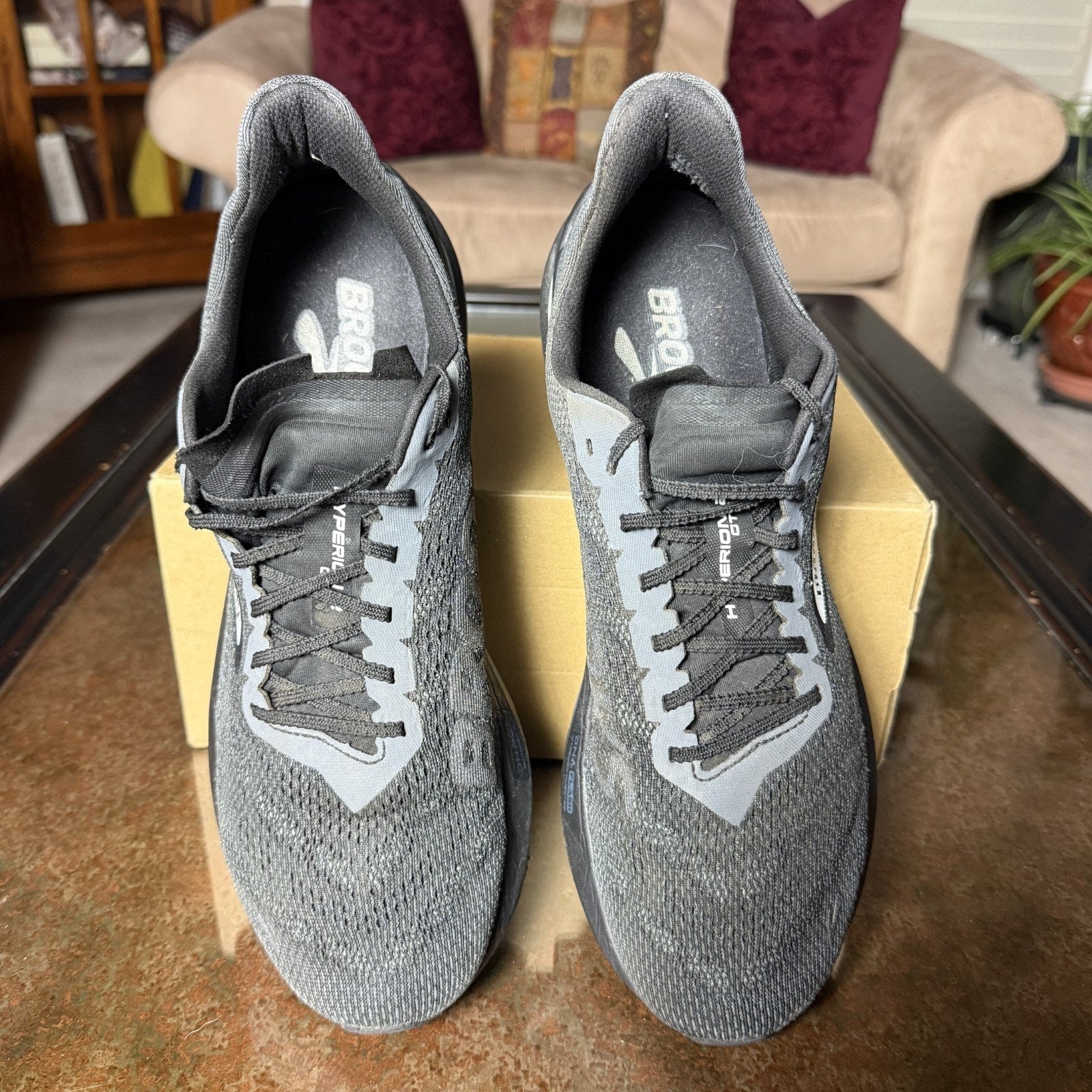 Brooks Hyperion 2 GTS Mens 12.5 Black Grey Road Running Stability Shoes Sneakers