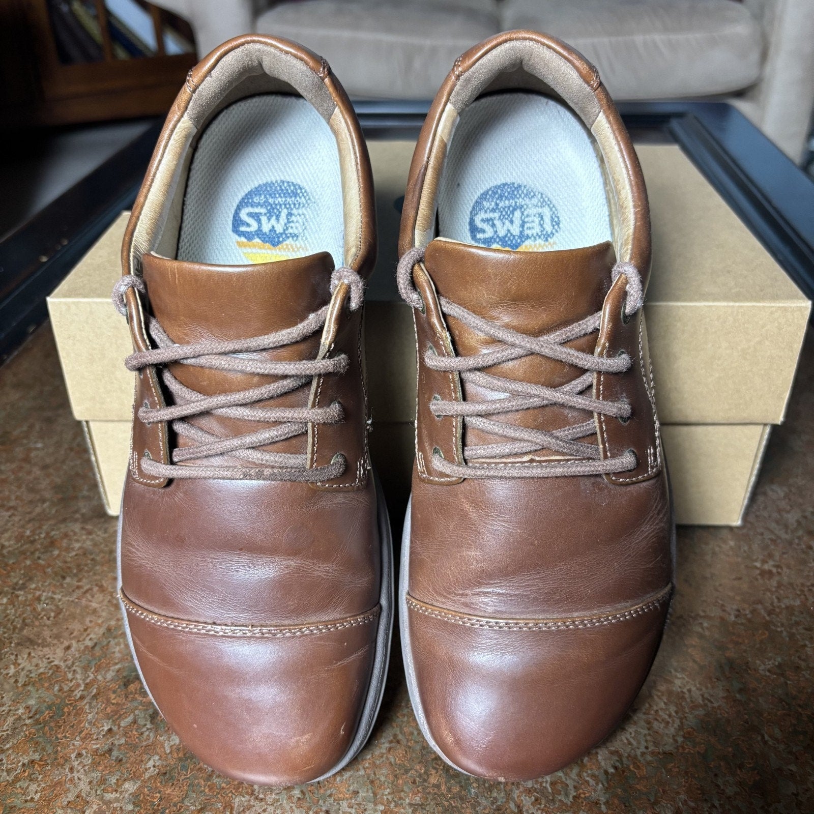 Lems Nine2Five Dress Shoes Mens 8.5 Minimalist Zero Drop Brown Leather Sneakers