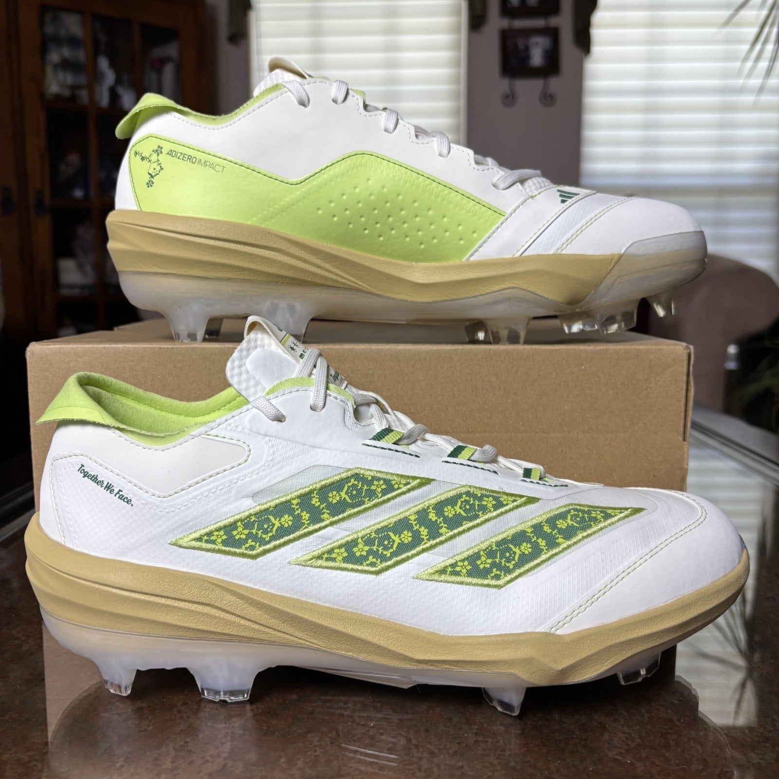 Adidas Adizero Impact TPU Baseball Cleats Men’s Size 11 White Green JQ8232 NEW